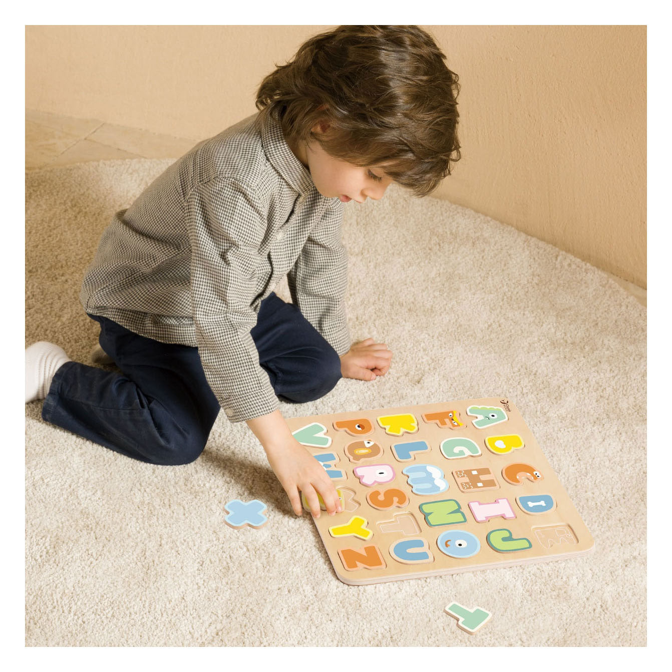 Klassisches Welt-Alphabetpuzzle aus Holz, 27 Teile.