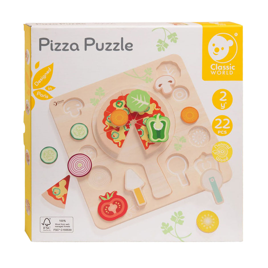 Klassisches Welt-Holzpuzzle Pizza, 22 Teile.