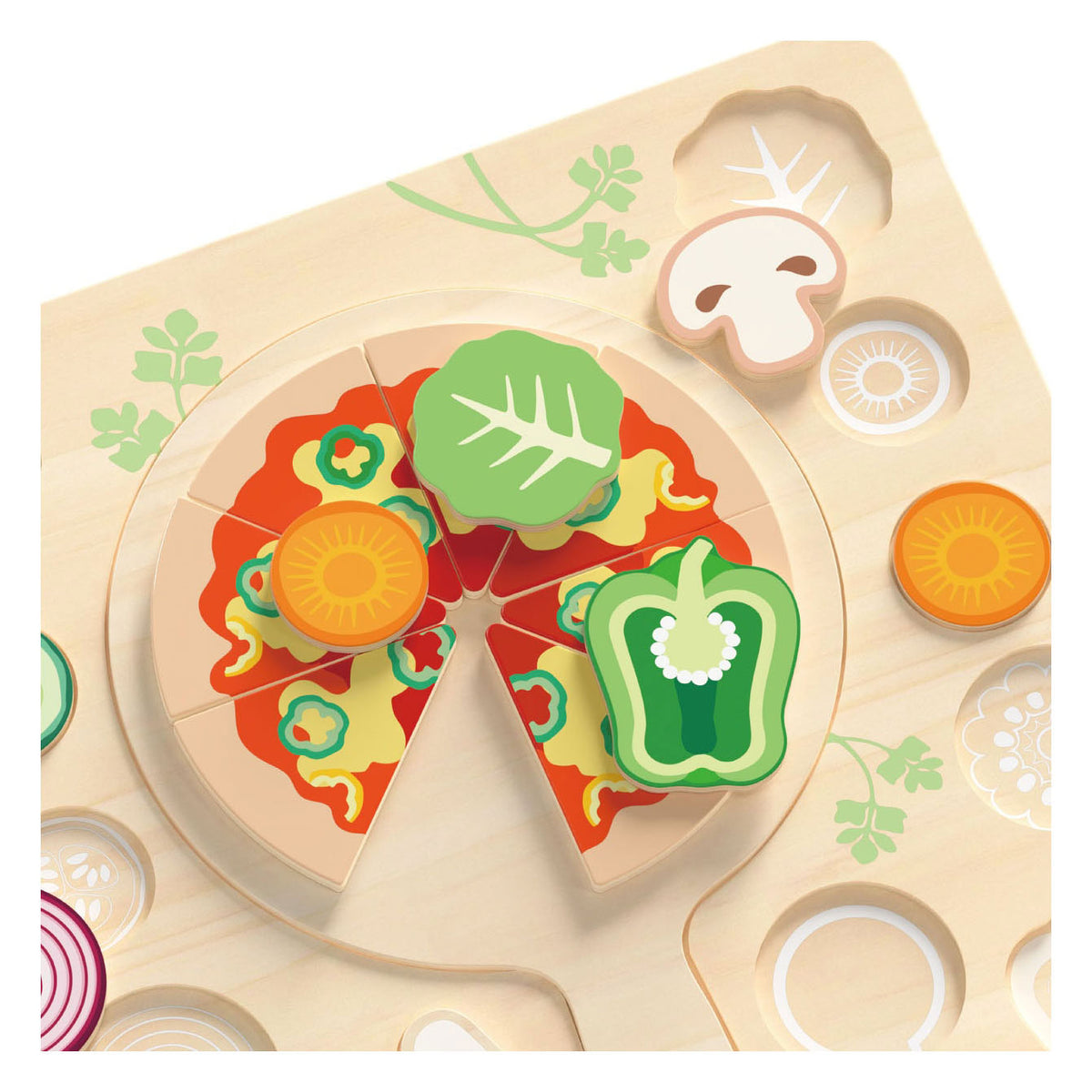 Klassisches Welt-Holzpuzzle Pizza, 22 Teile.