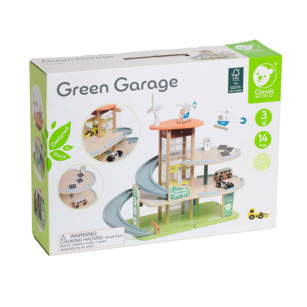 Klassische Welthölzerne nachhaltige Garage mit Zubehör, 19-tlg.