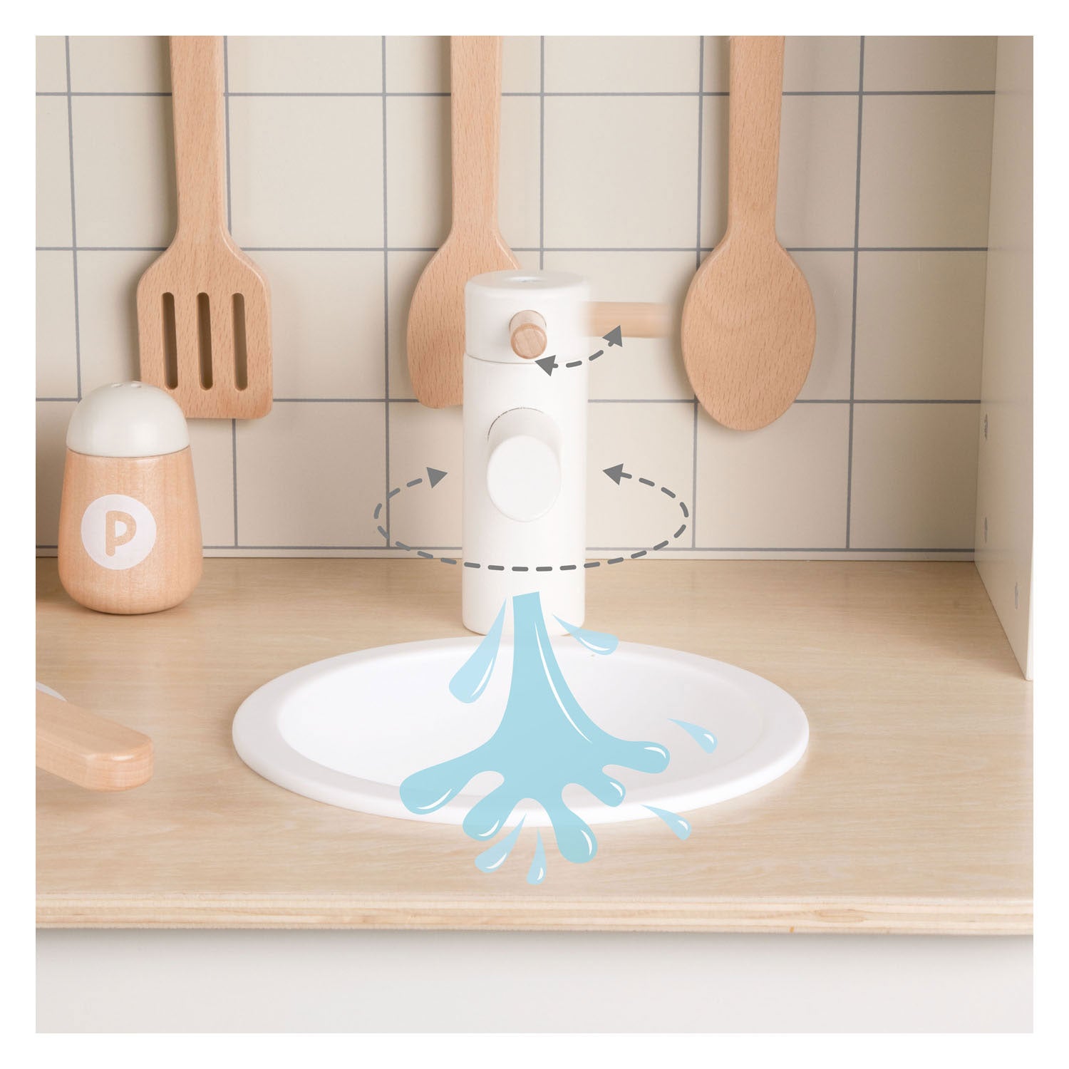 Classic world houten speelkeuken chef 11-delig speelgoedkeuken wit.