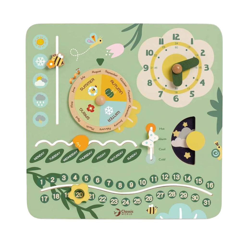 Classic world houten vintage kalender leerklok