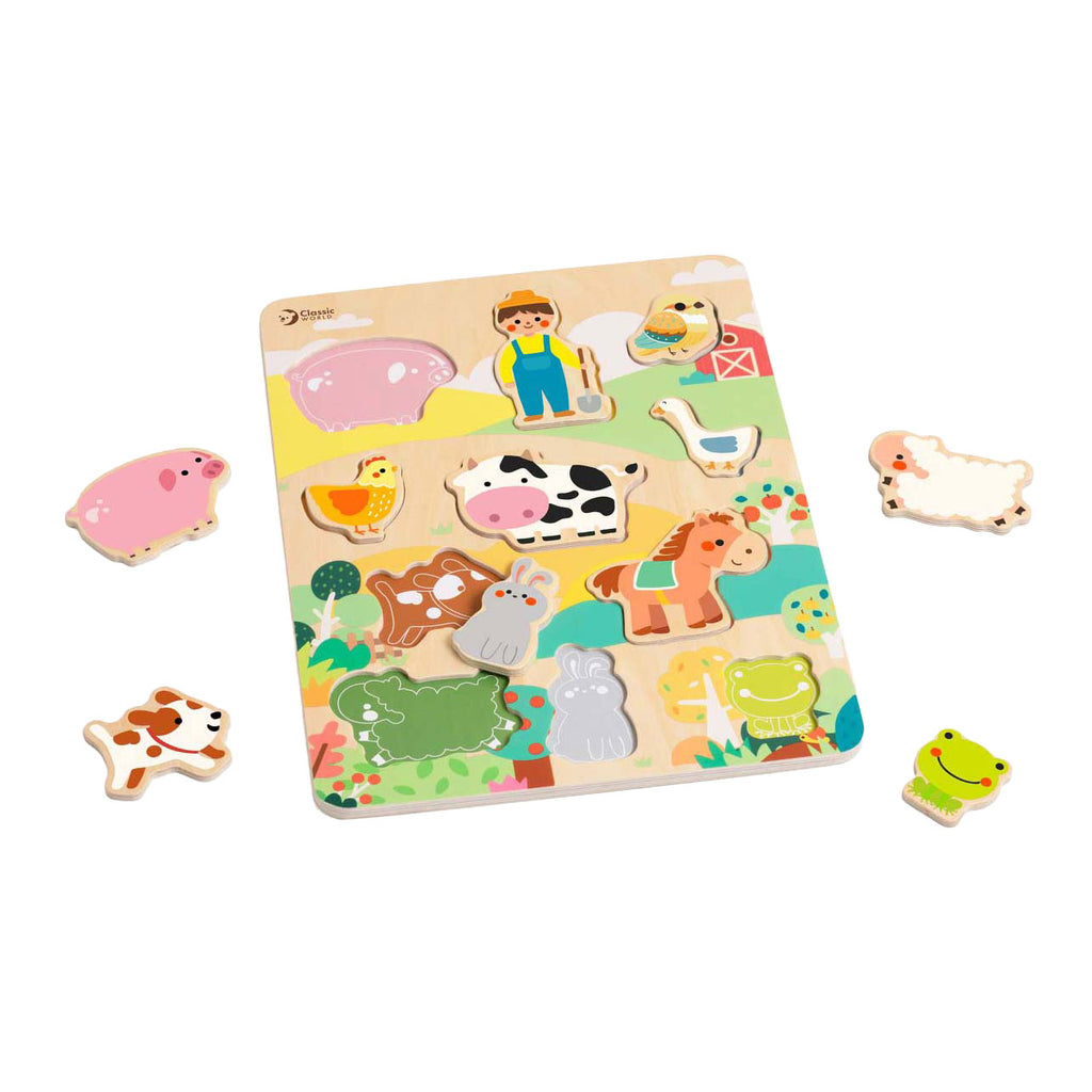 Klassisches Welt-Holzpuzzle Bauernhof, 12-teilig.