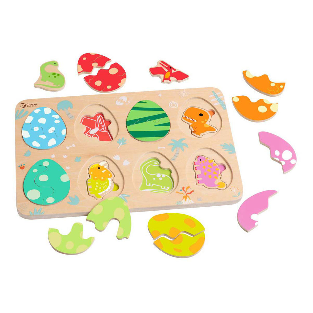 Classic world houten puzzel dinosaurus educatief speelgoed 25 stukjes.