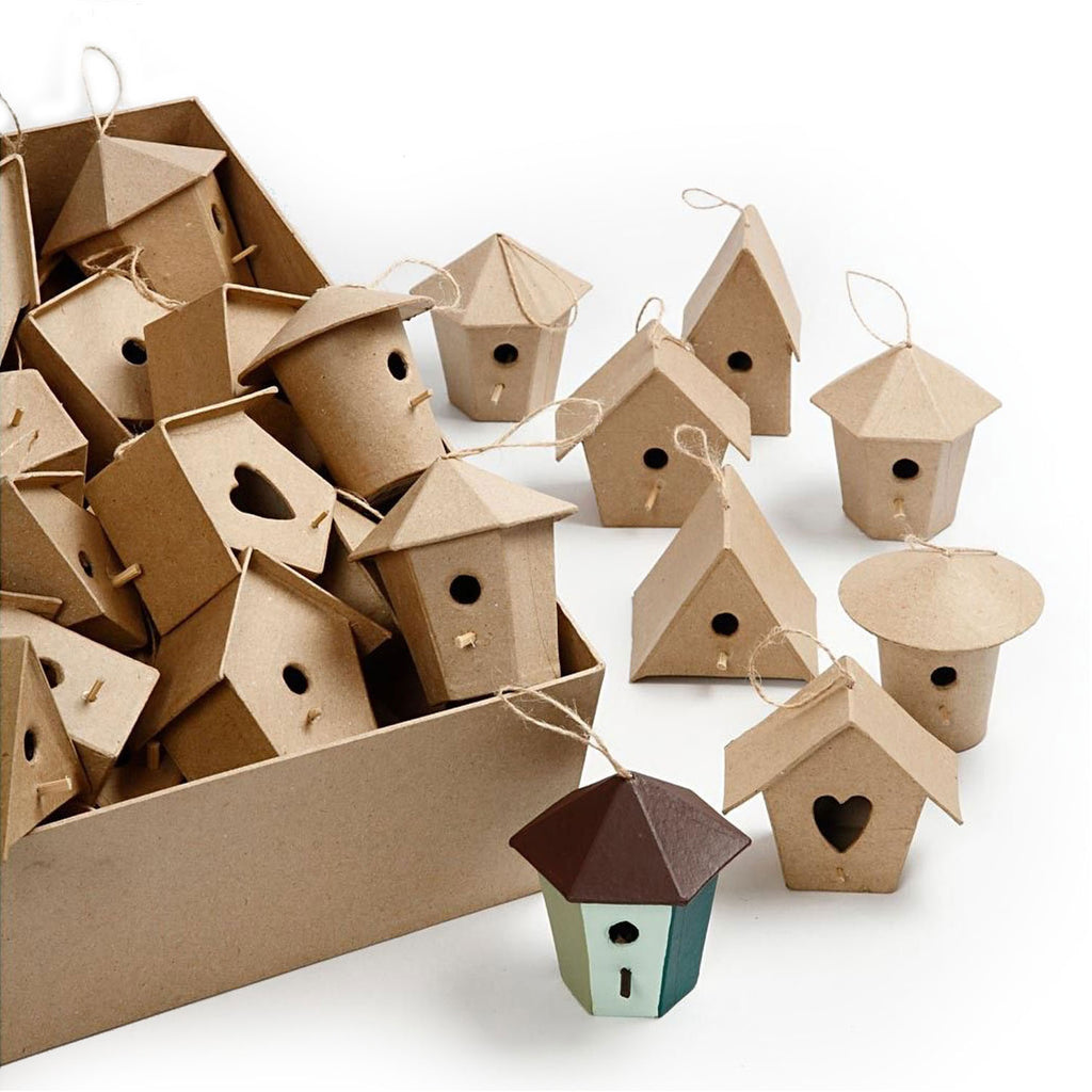 Creativ Company Vogelhäuser aus Pappmaché, 60 Stück.