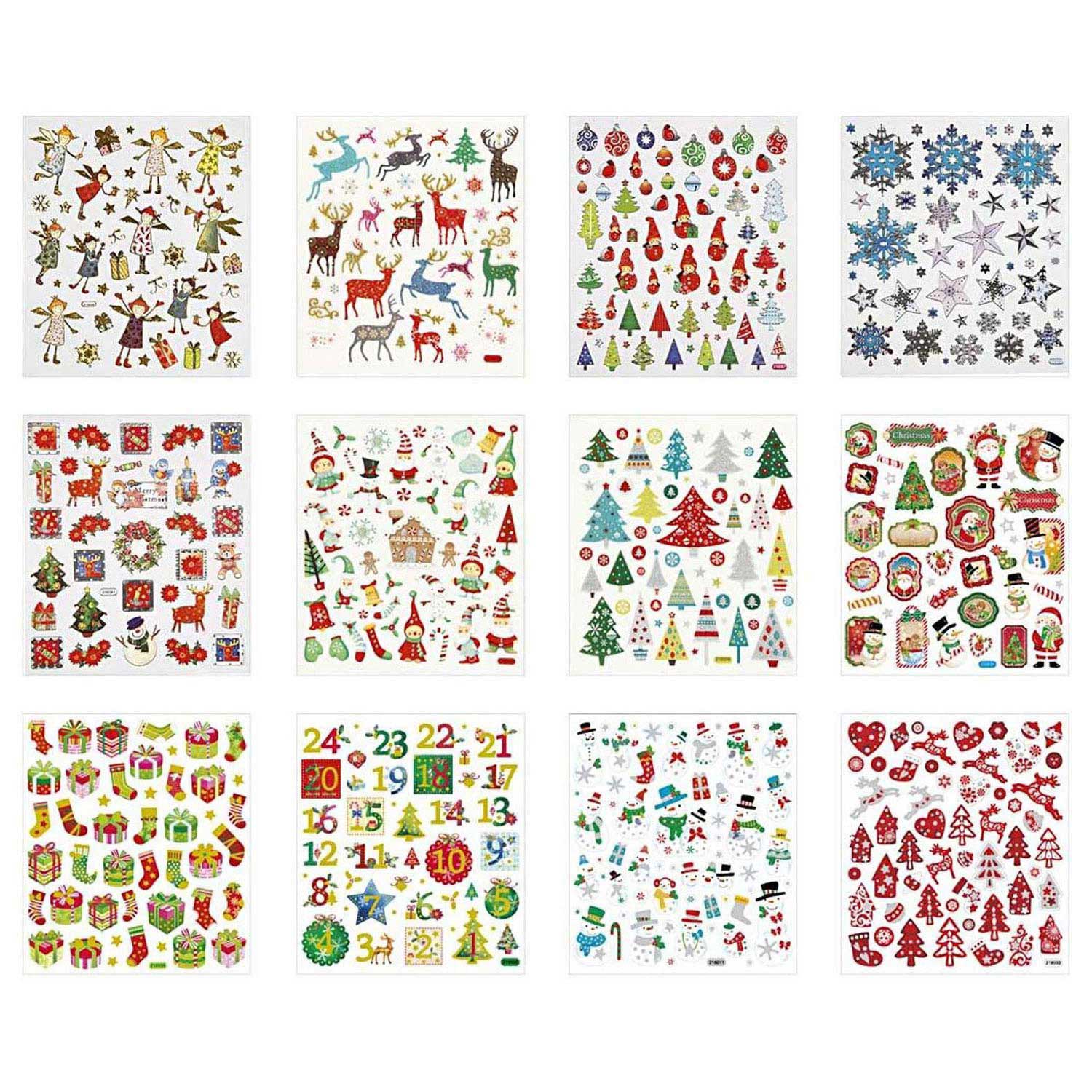 Creativ Company Sticker-Set Weihnachten, 12 Bögen