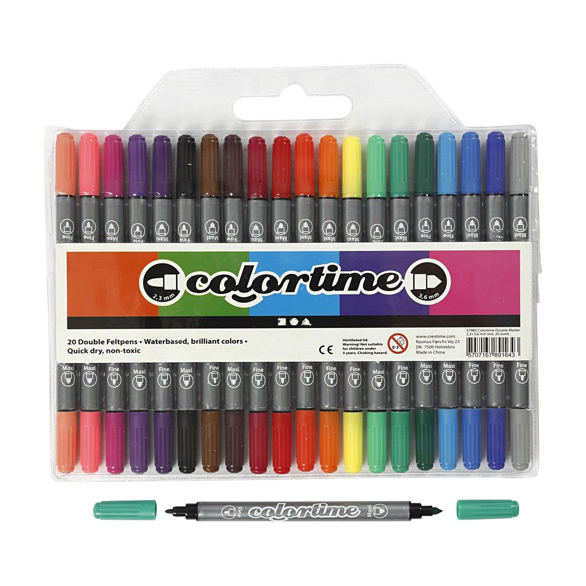 Creativ Company Doppelseitige Marker - Grundfarben, 20 Stück.