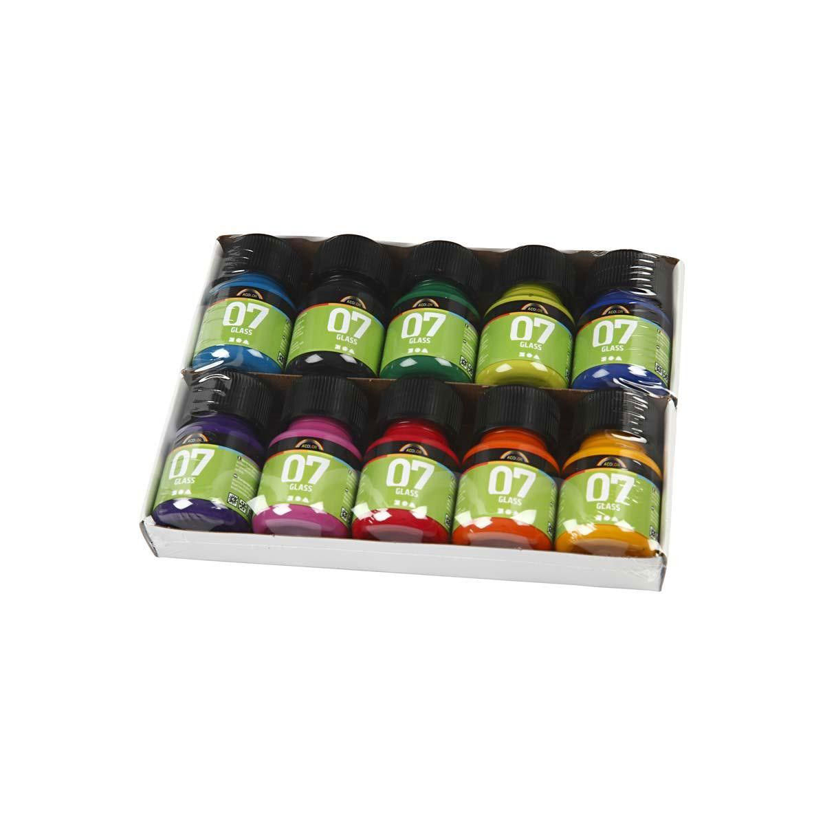 Creativ Company Permanente Glasfarbe – Set mit 10 Farben, 30 ml