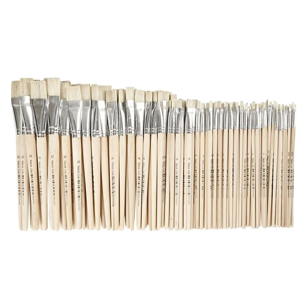 Creativ company nature line kwasten, afm 00+0+1+2+4+8+12+14+20+22, l: 17,5-20,5 cm, b: 3-22 mm, plat, 10x12 stuk 1 doos