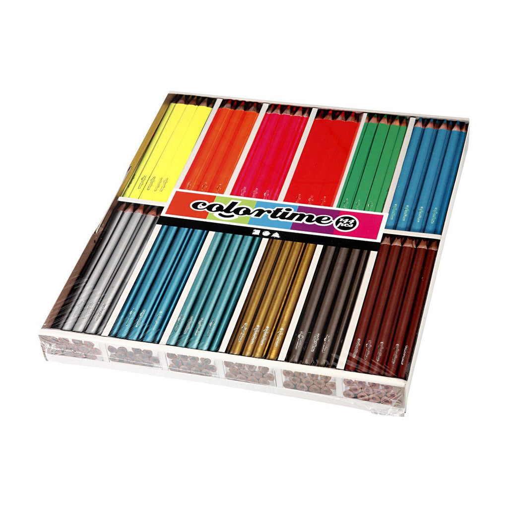 Creativ Company Dreieckige Buntstifte - Metallic und Neon, 144 Stück.