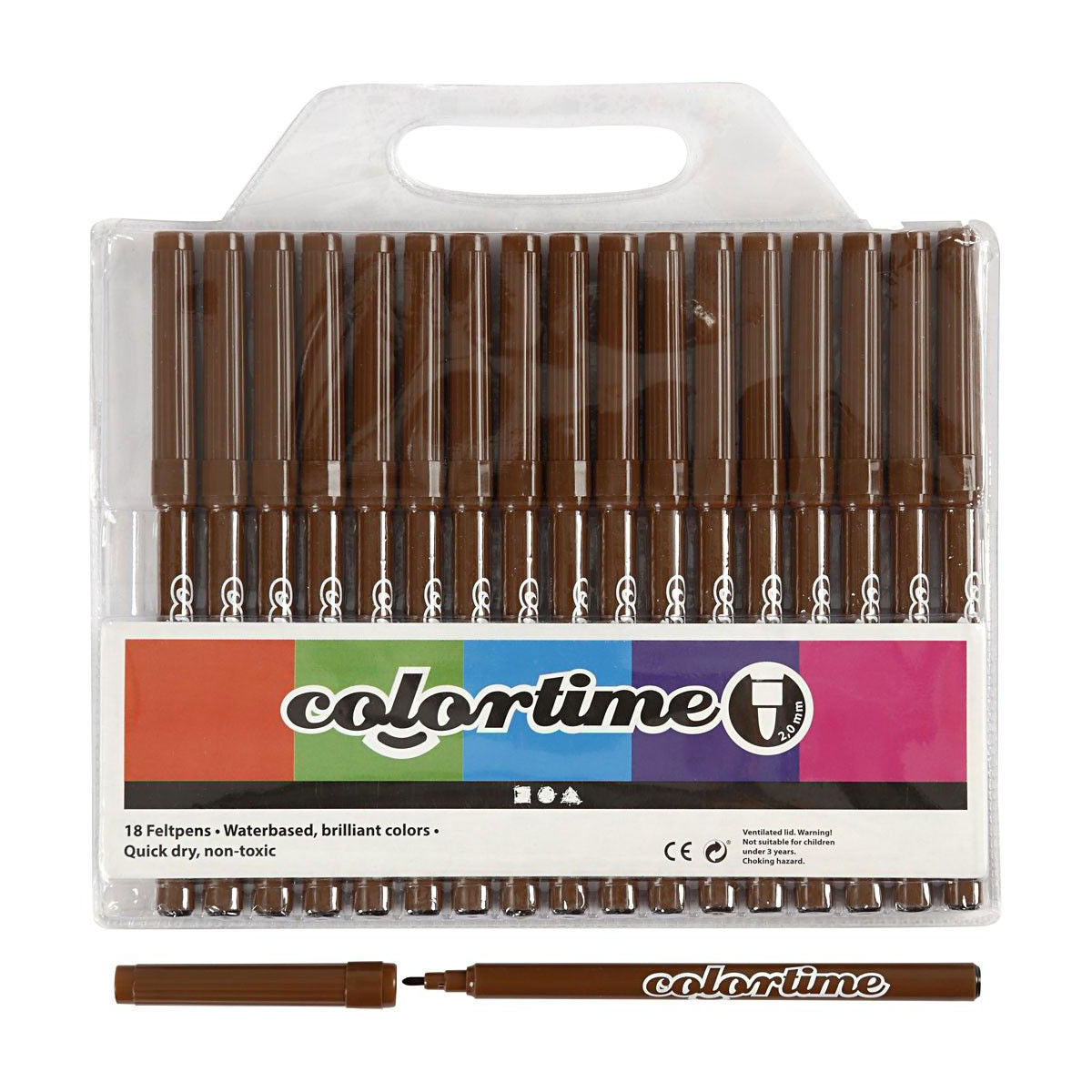 Colortime stift lijndikte: 2 mm bruin 18stuks