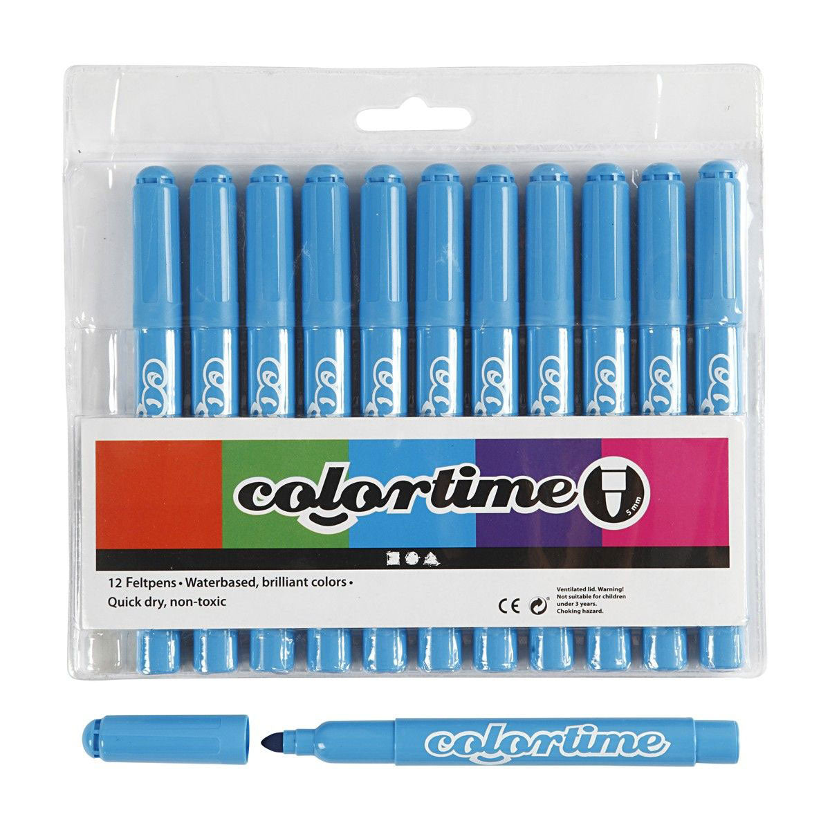Creativ Company Hellblaue Jumbo-Marker, 12 Stück.