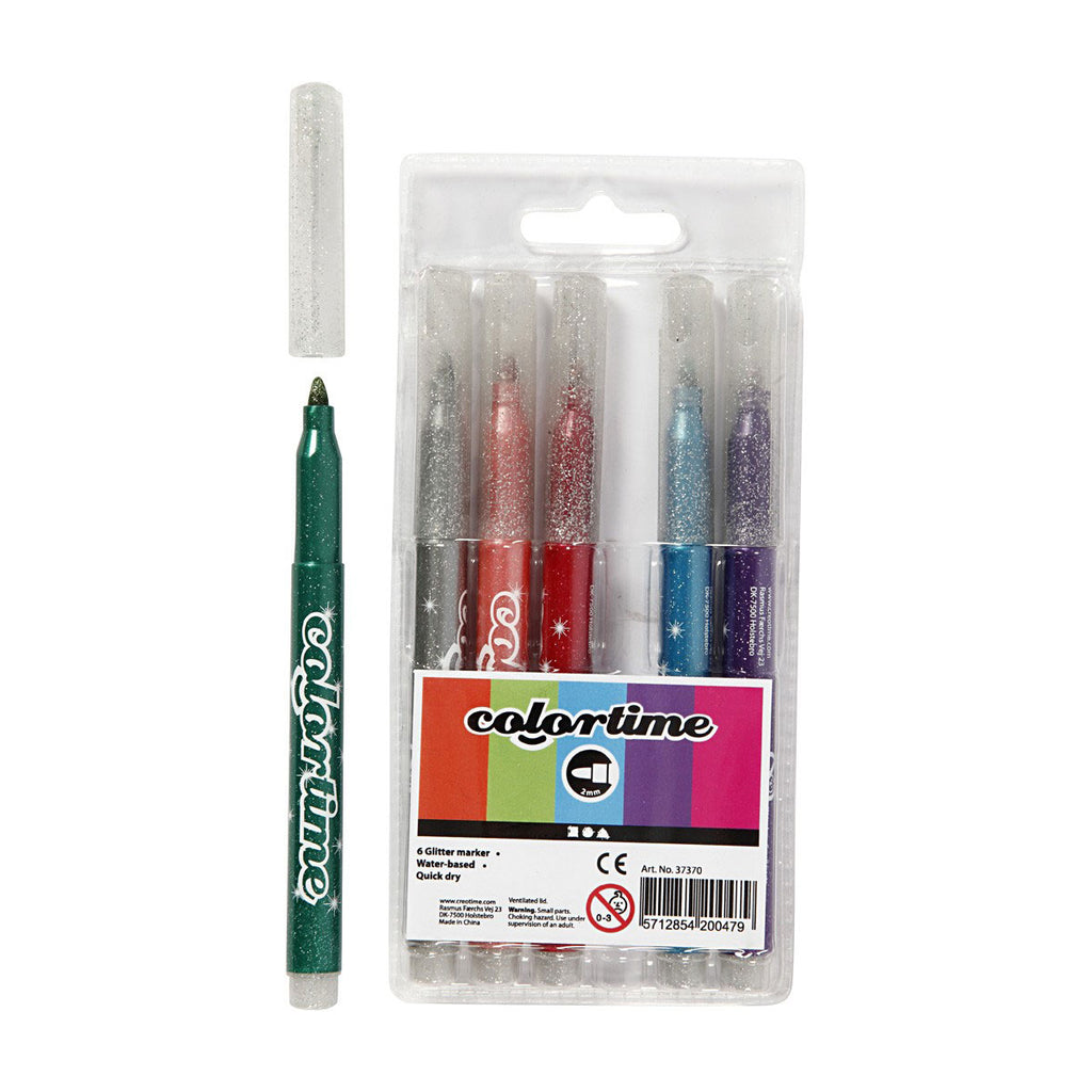 Creativ Company Glitzermarker, 6 Stück.
