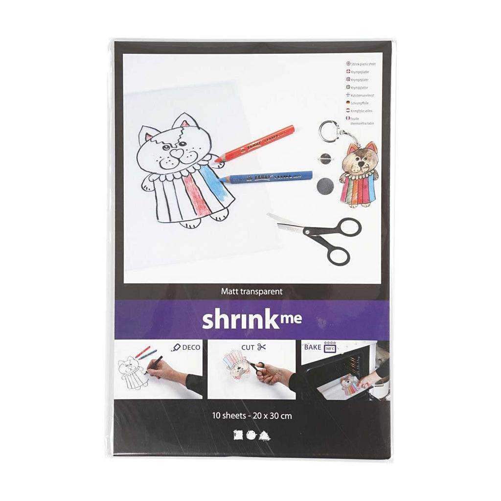 Creativ Company Schrumpffolie – matt transparent, 10 Blatt