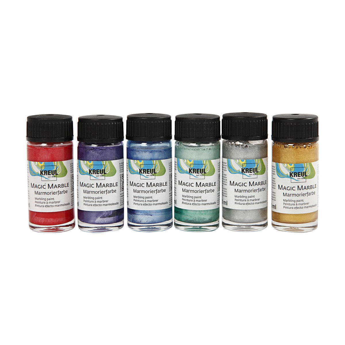 Creativ Company Marmorfarbe – Metallicfarben, 6 x 20 ml