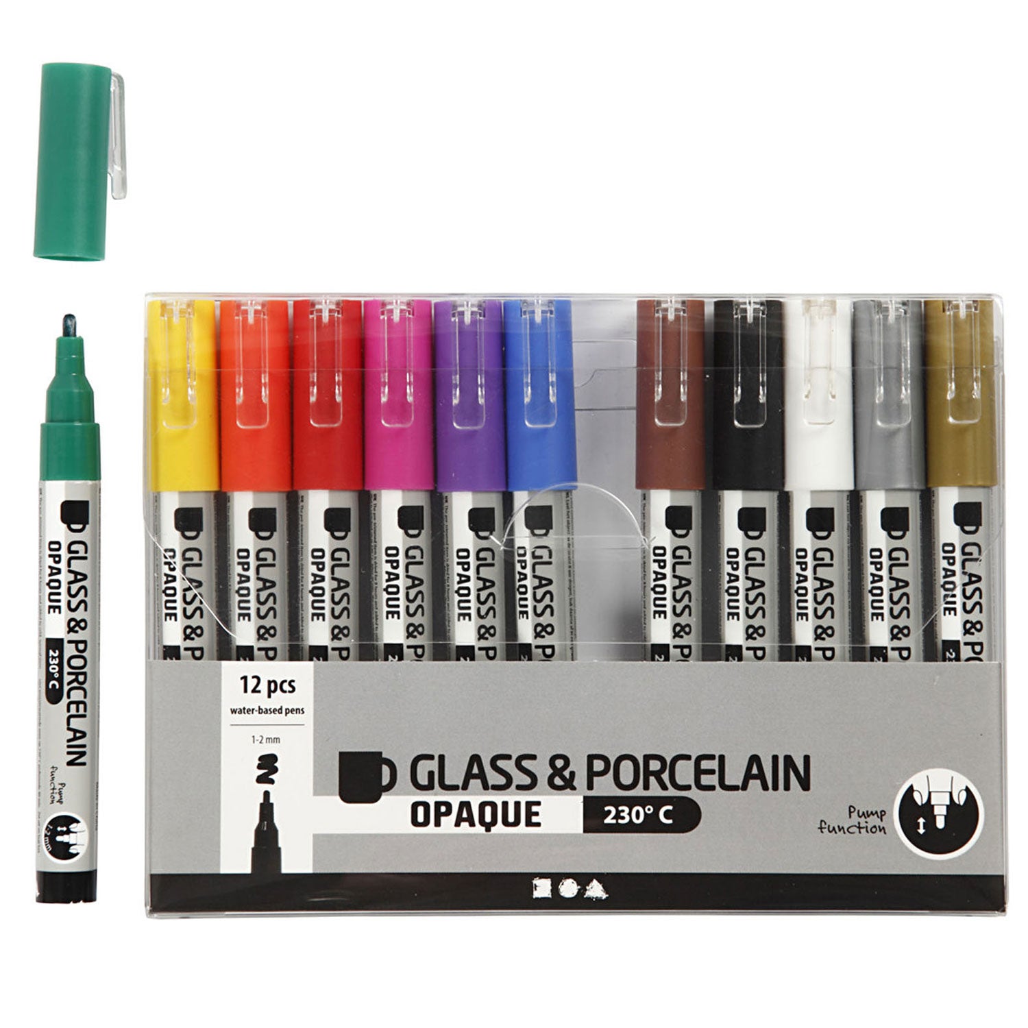 Creativ Company Glasporzellan-Marker, 12 Stück.