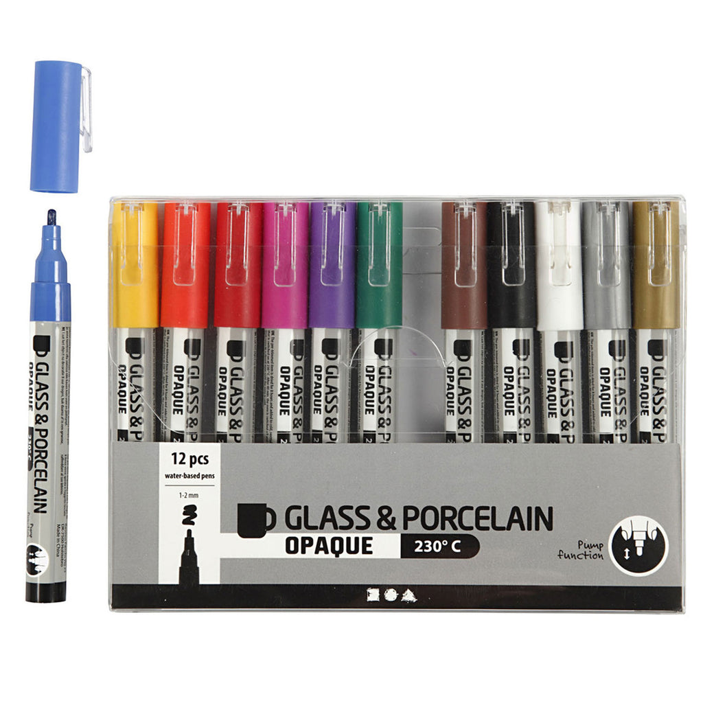 Creativ Company Glasporzellan-Marker, 12 Stück.