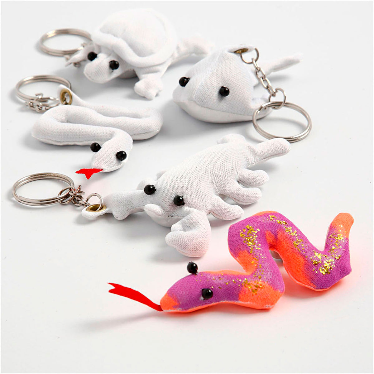 Creativ company dieren sleutelhangers van textiel, 4st.