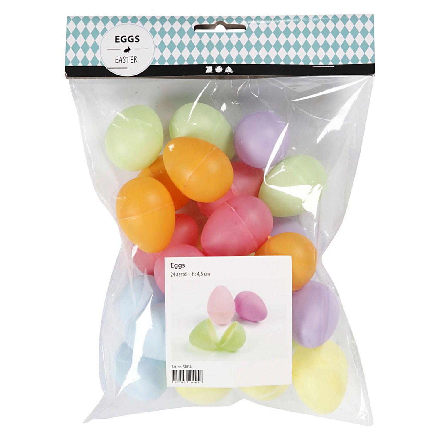 Creativ Company Plastikeier, farbig, 24 Stück, 4,5 cm