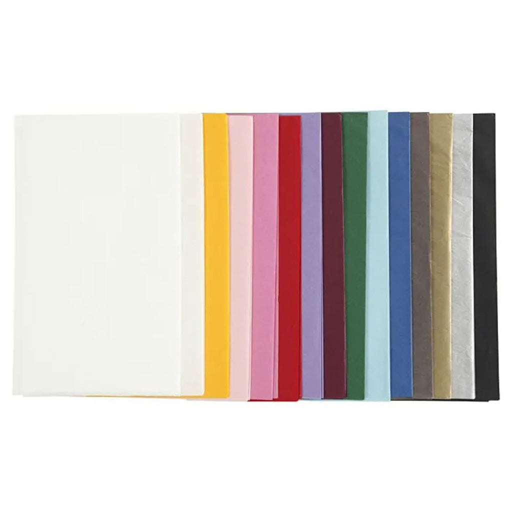 Creativ Company Seidenpapier, Blattgröße 50 x 70 cm, 17 g, verschiedene Farben, 15 x 2 Blatt, 30 Blatt pro Packung