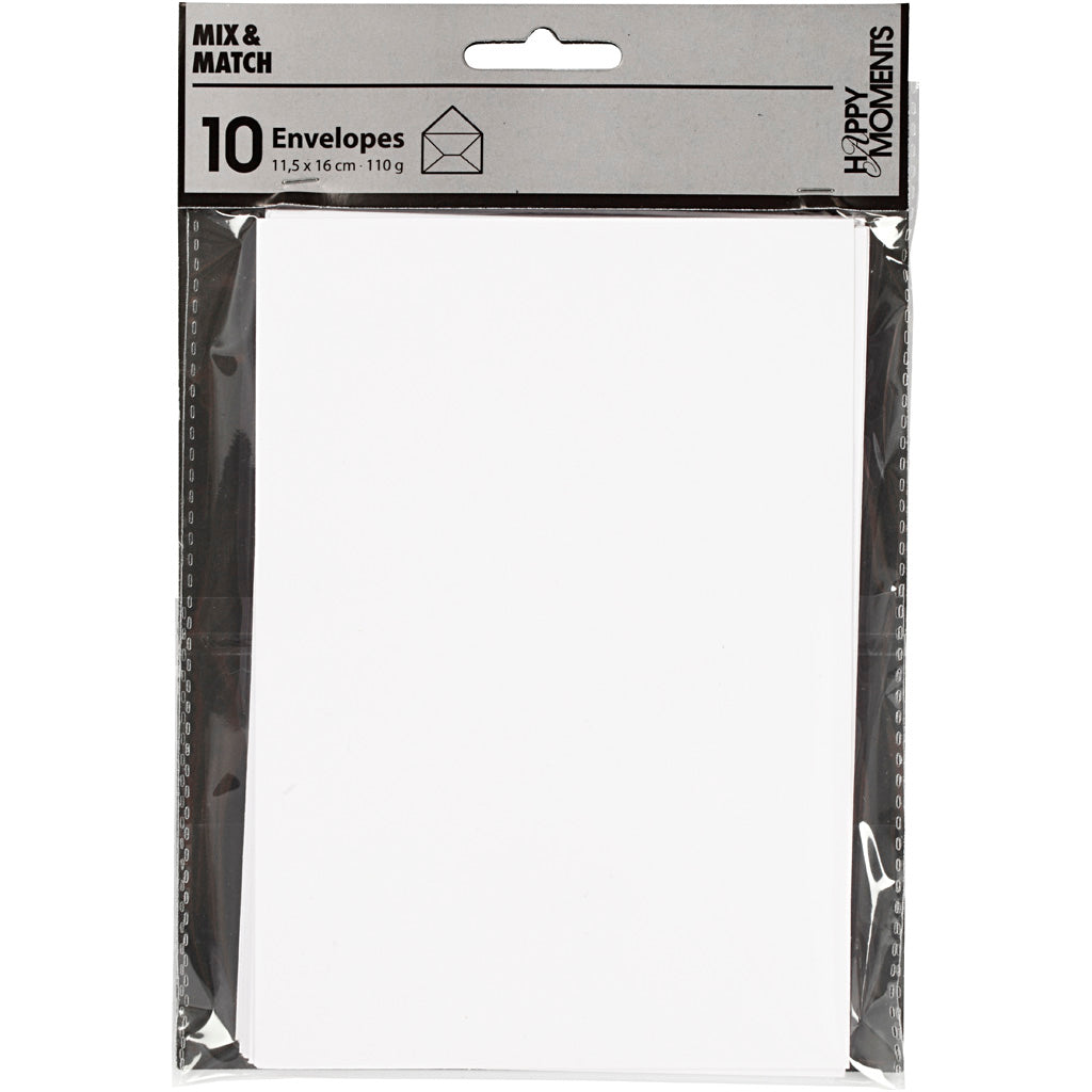 Creativ company enveloppen, afmeting envelop 11,5x16 cm, 110 gr, wit, 10 stuk 1 doos