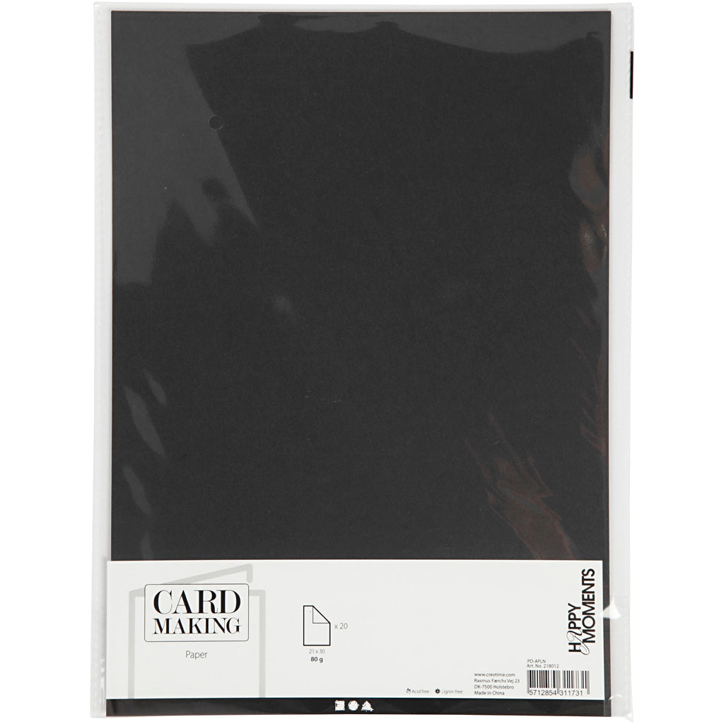 Creativ company papier, a4, vel 210x297 mm, 80 gr, zwart, 20 stuk 1 doos
