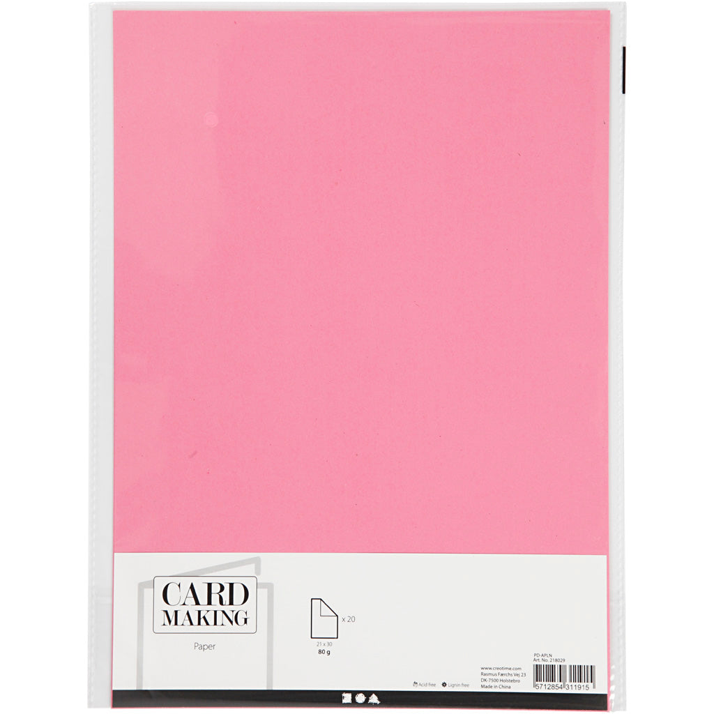 Papier, a4, vel 210x297 mm, 80 gr, roze, 20 stuk 1 doos