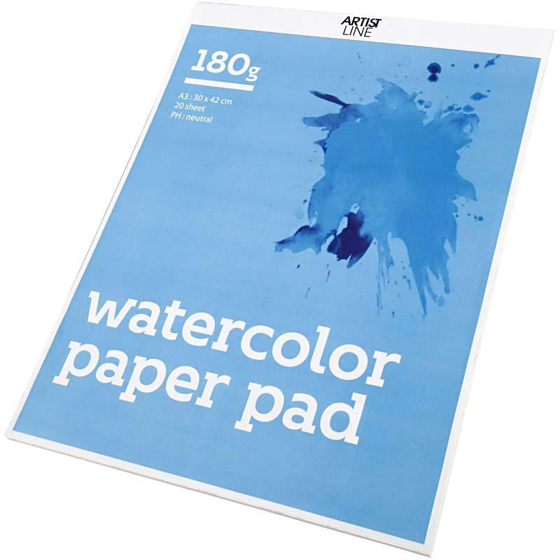Creativ company aquarelblok, a3, vel 297x420 mm, 180 gr, wit, 20 vel 1 stuk