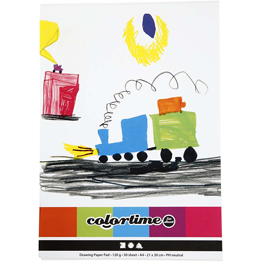 Zeichenbrett der Firma Creativ Company, A4, Blattgröße 210 x 297 mm, 120 g/m², weiß, 50 Blatt, 1 Stück