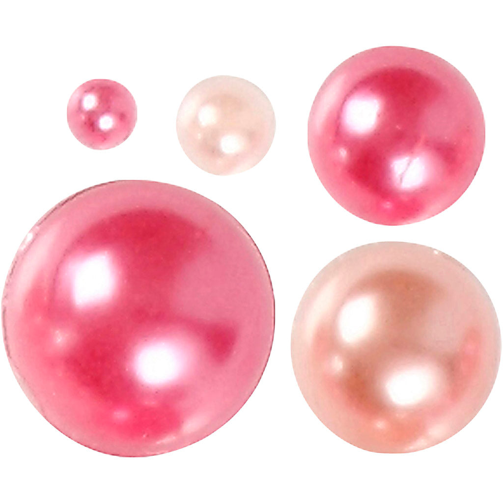 Creativ Company Halbklebeperlen rosa 2-8 mm, 140 Stück.