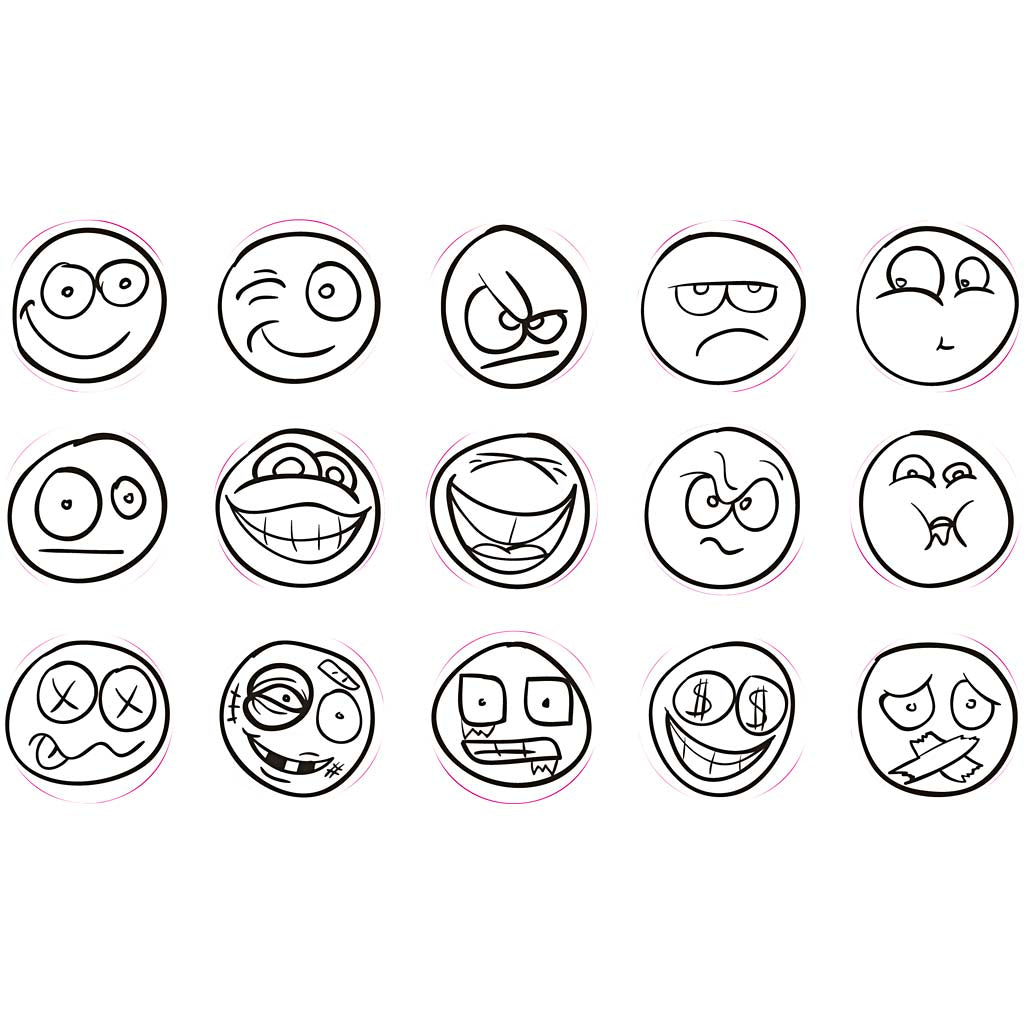 Creativ Company Deco Kunststempel Smiley-Gesicht, 15 Stück.