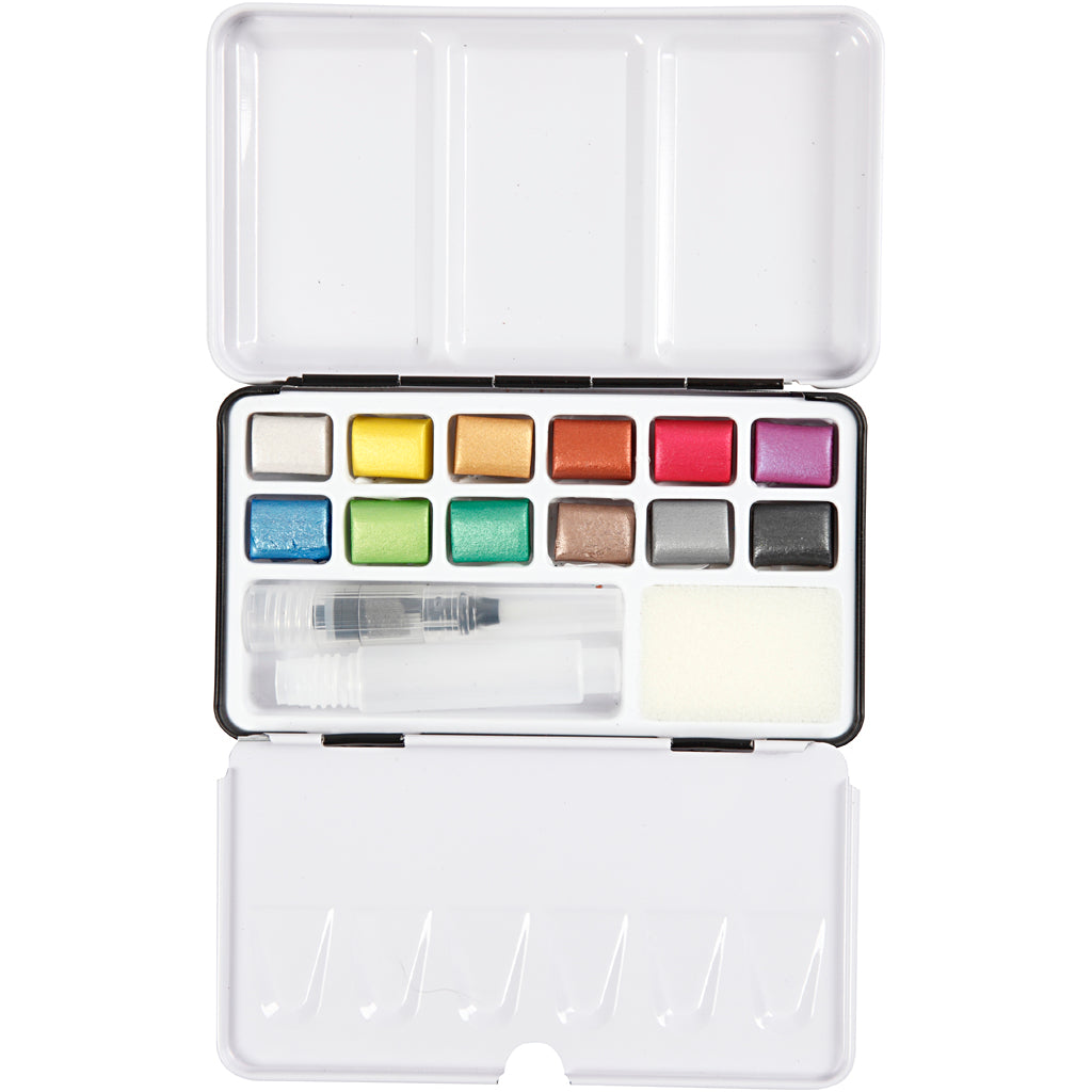 Pigment art art aqua aquarelverf metallic, 12 kleuren