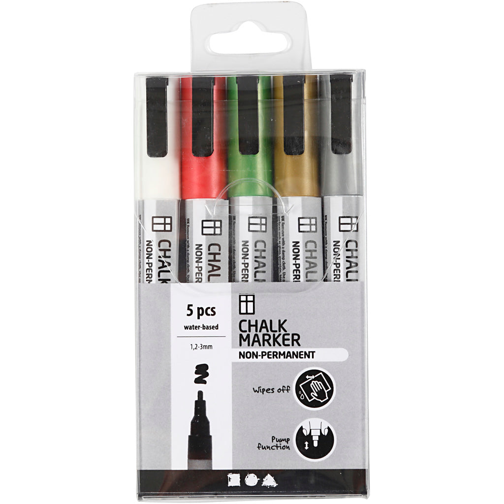 Creativ Company Kreidemarker in Metallicfarben, 5 Stück.