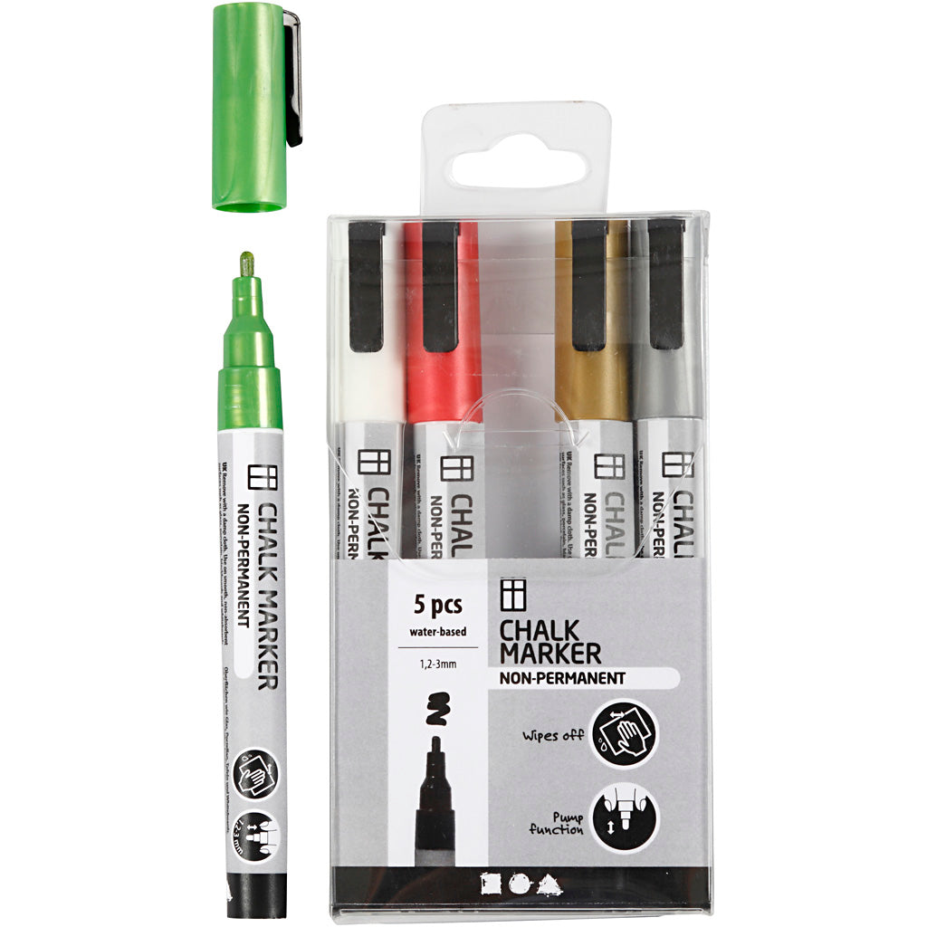 Creativ Company Kreidemarker in Metallicfarben, 5 Stück.