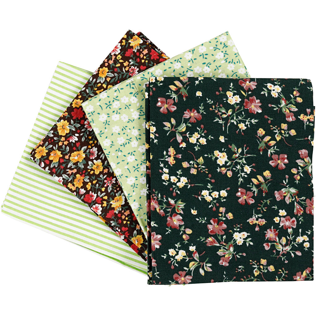 Creativ Company Patchwork-Stoff grün 45x55cm, 4 Stück.