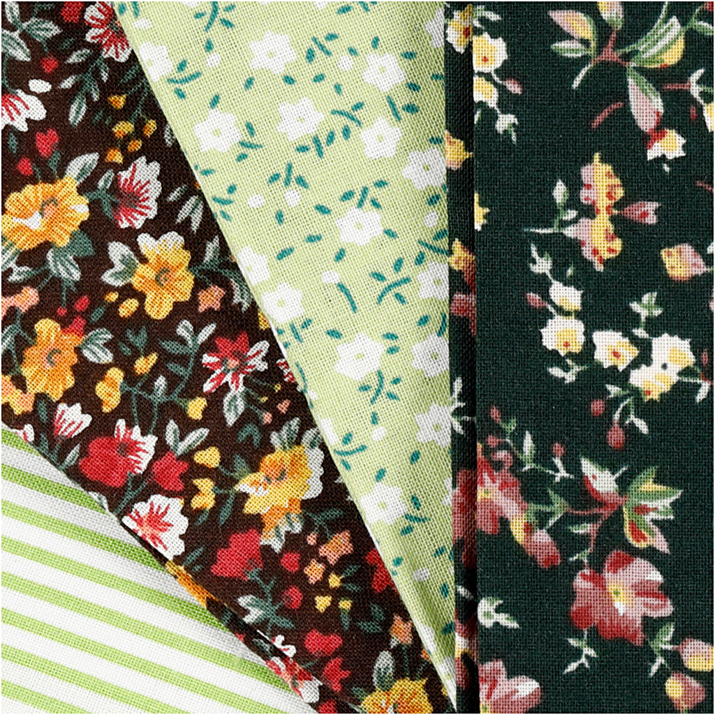Creativ Company Patchwork-Stoff grün 45x55cm, 4 Stück.