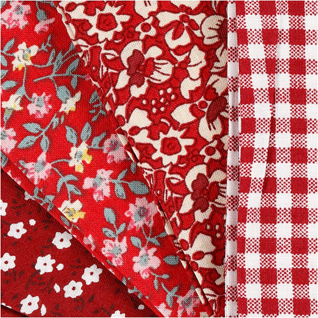 Creativ Company Patchworkstoff rot 45x55cm, 4 Stück.