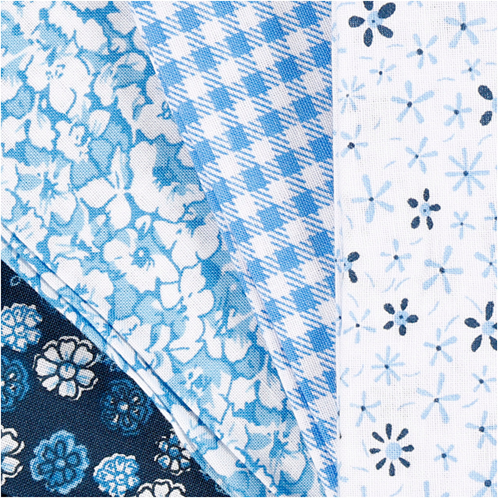 Creativ Company Patchwork-Stoff blau 45x55cm, 4 Stück.
