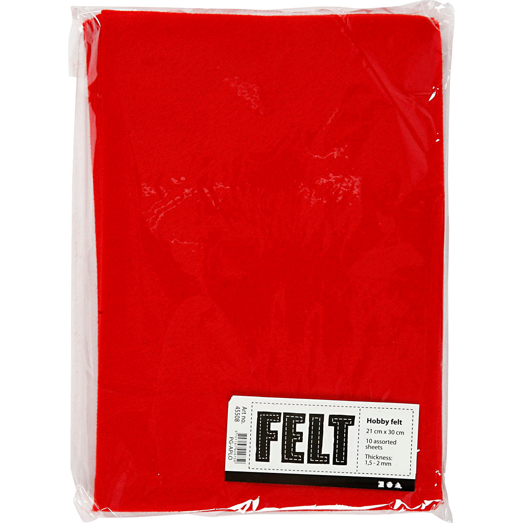 Creativ Company Hobbyfelt, rot, A4, 10 Blatt