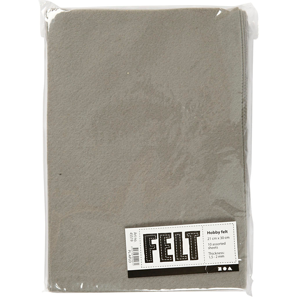 Creativ Company Hobbyfilz grau A4, 10 Blatt