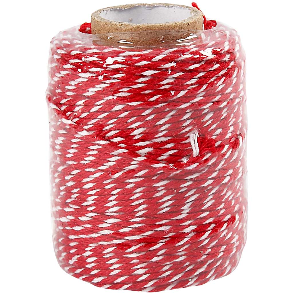 Creativ Company Baumwollkordel, rot und weiß, 50 m