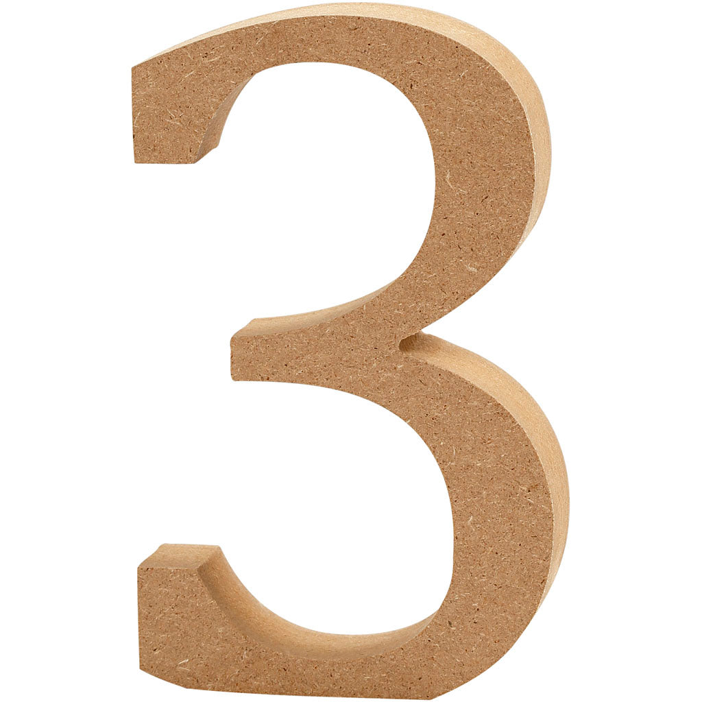 Creativ Company Cijfer 3 MDF 13cm, 1.