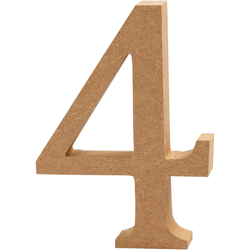 Creativ Company Cijfer 4 MDF 8cm, 1.