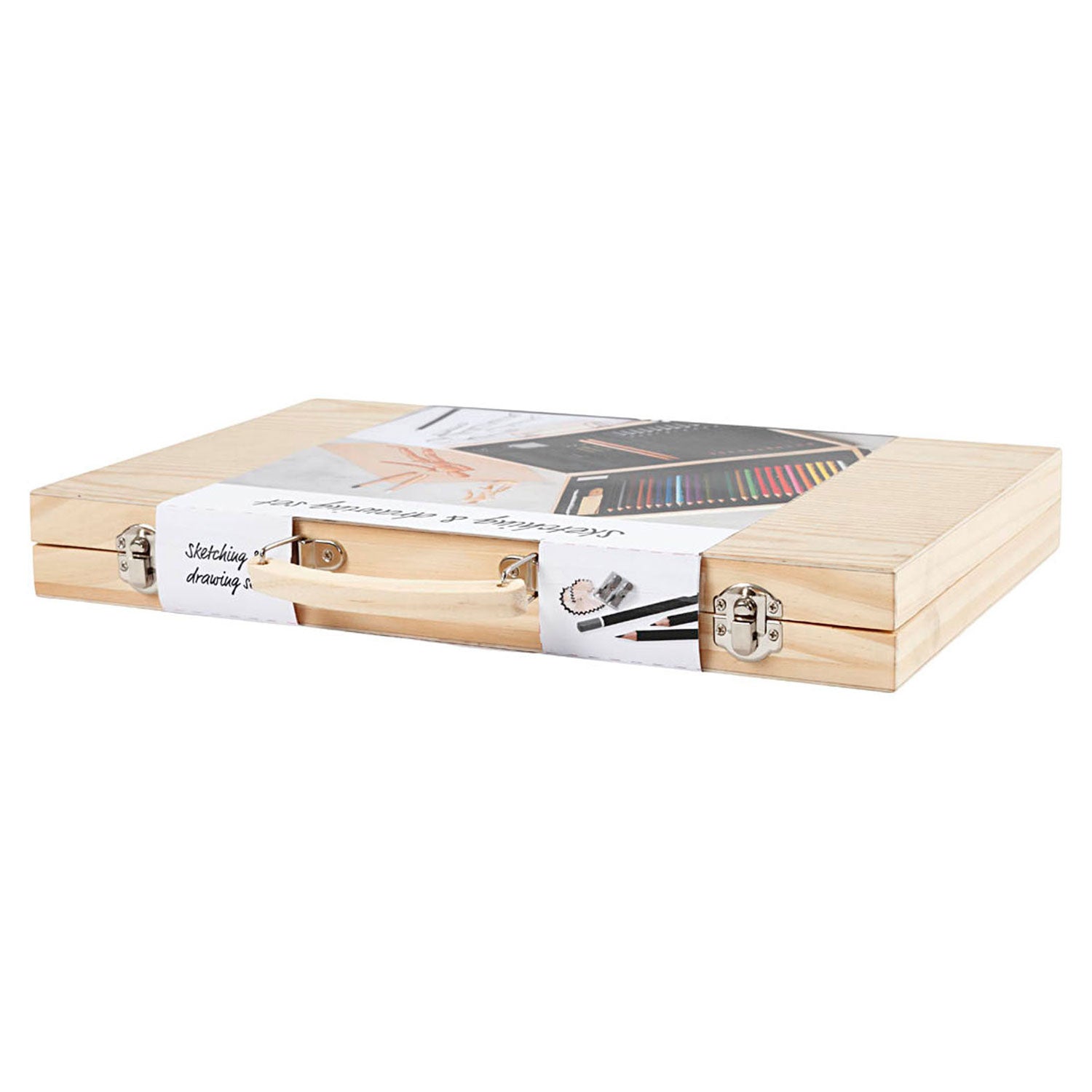 Creativ company schets en tekenset in houten koffer