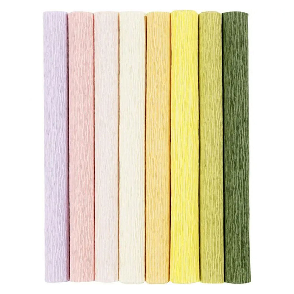 Creativ Company Krepppapier, Blattgröße 25 x 60 cm, Kreppanteil: 180 %, 105 g/m², Pastellfarben, 8 Blatt pro Karton