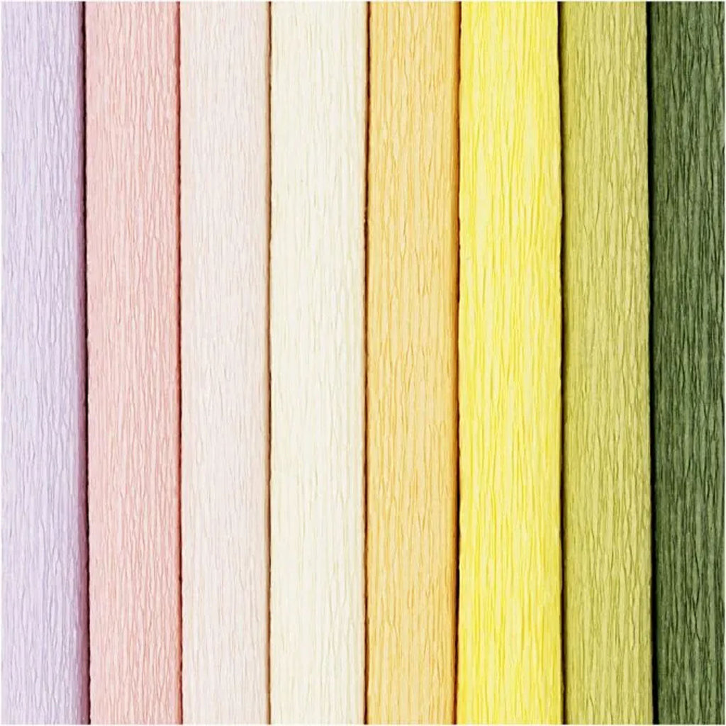 Creativ company crêpepapier, vel 25x60 cm, crêpe-verhouding: 180%, 105 gr, pastelkleuren, 8 vel 1 doos