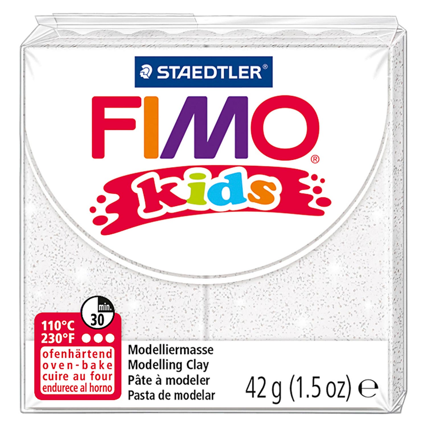 Fimo Kinder-Knete, weiß glitzernd, 42 g