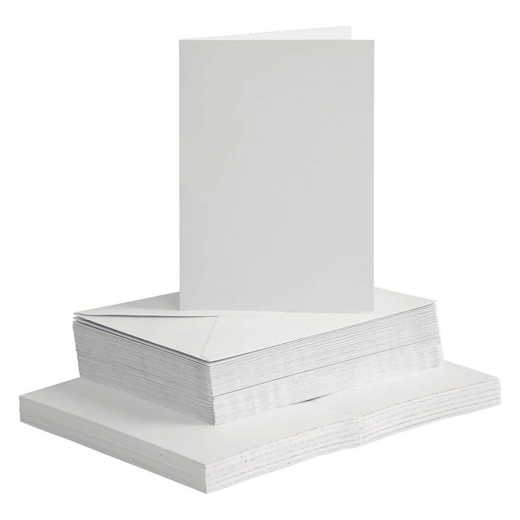 Creativ company kaarten en enveloppen, afmeting kaart 10,5x15 cm, afmeting envelop 11,5x16,5 cm, 120+240 gr, wit, 50 set 1 doos