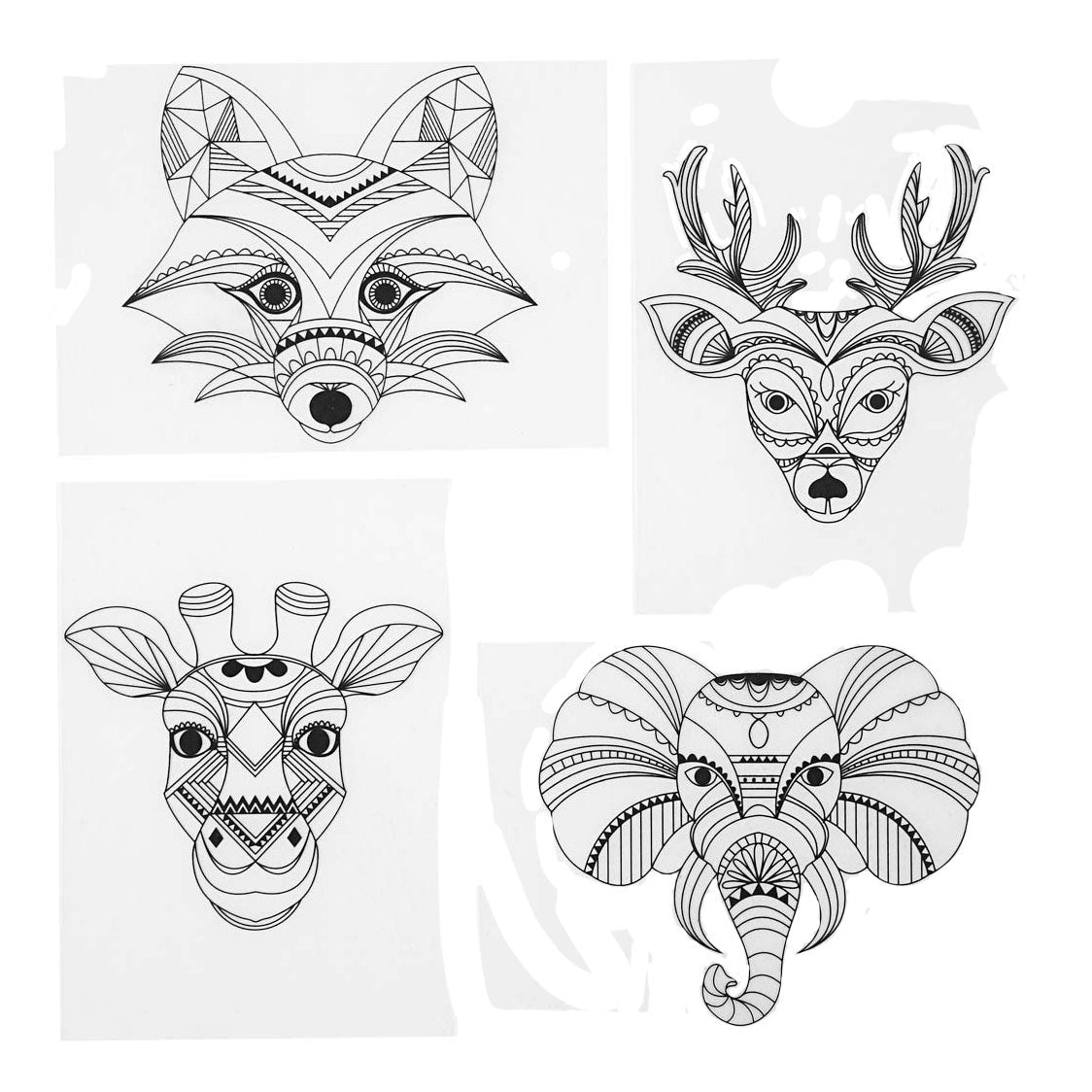 Creativ Company Schrumpffolien mit Wildtiermotiven, 4 Stück.