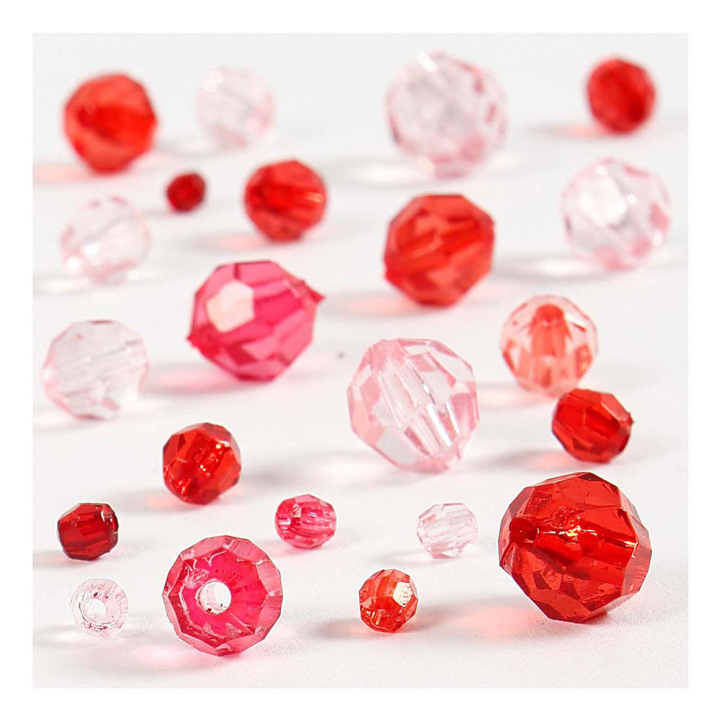 Creativ Company Facettierte Perlen mischen rote Harmonie, 45 Gramm